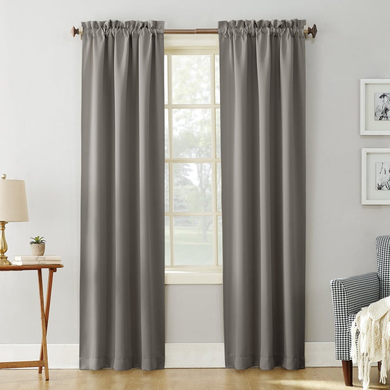 Sun Zero Easton Energy Saving Blackout Rod Pocket Curtain Panel, 40" x 84", Gray - Image 1